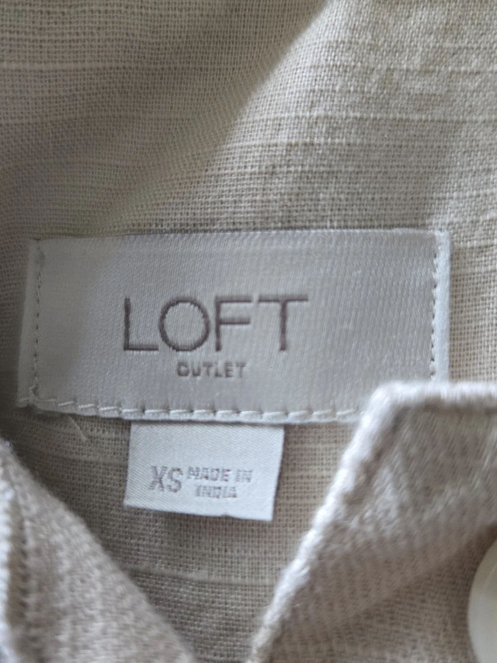 LOFT Utility Cotton Light Beige Button Front Jacket XS - Picture 3 of 6